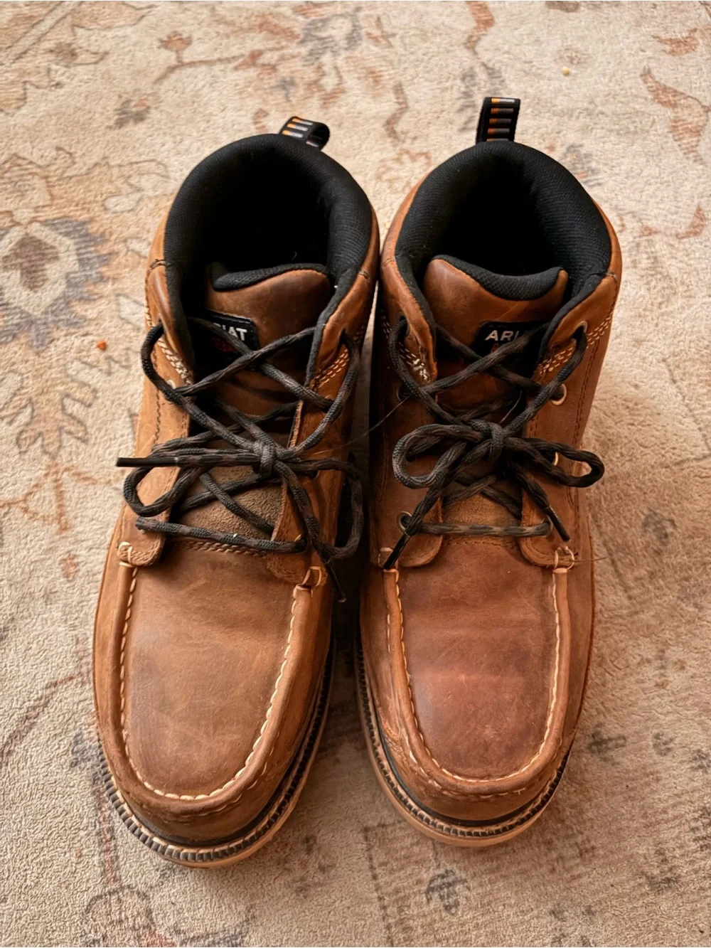Ariat Men's Brown Moc Toe Work Boots - Lace-Up Leather Sz 10.5